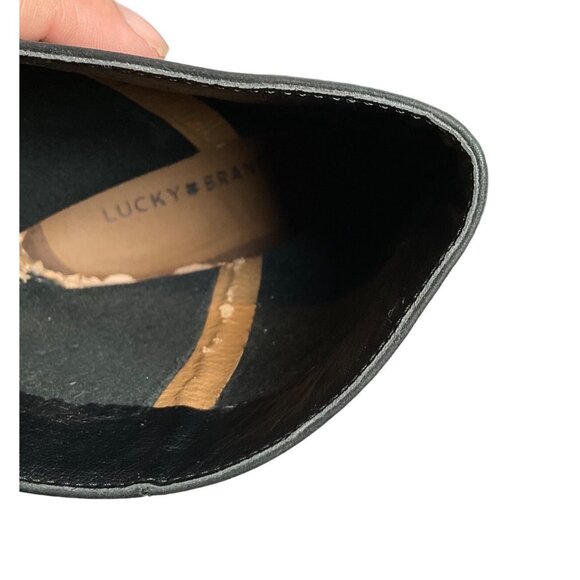 Lucky Brand Walwyn Black Nubuck Leather Block Heel Bootie Women's Size 8M - Picture 8 of 9